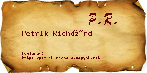 Petrik Richárd névjegykártya